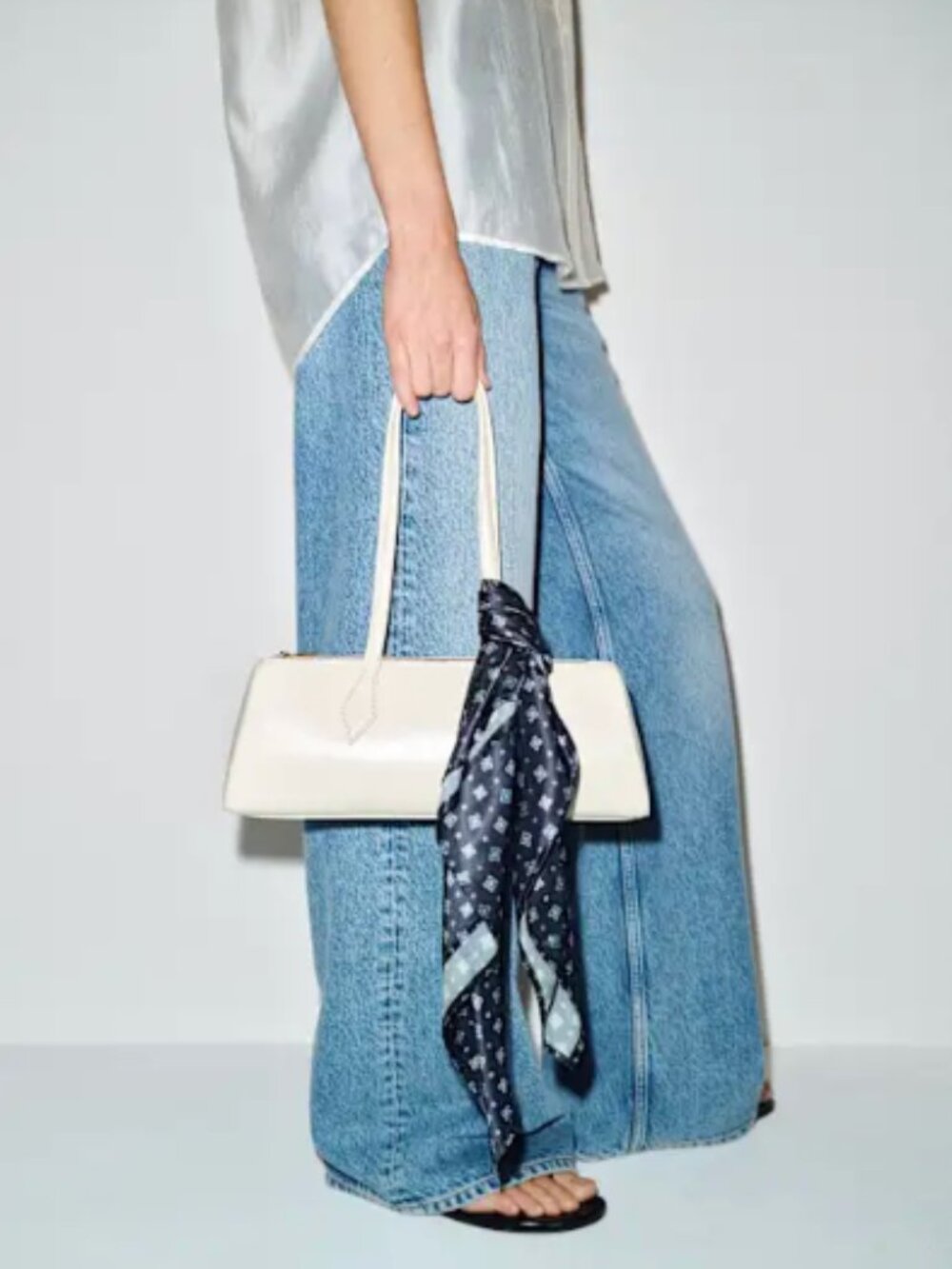 Reformation Printed Silk Scarf Blue - Size OS